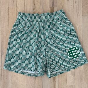Eric Emanuel logo pattern shorts, green/white, small